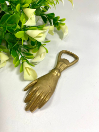 Открывашка для бутылок "Рука". Латунь, винтаж. Картинка 3